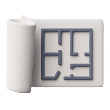 3d vector illustration of paper sheet with house plan. Ilustración de archivo