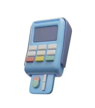 3D vector illustration of a payment terminal and a card reader for non-cash Stock Illustration