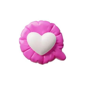 3d Vector illustration of pink inflatable dialog box, round shape with white Stock Illustration