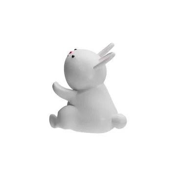 3d vector illustration of a rabbit sitting view from the back on a white Stock Illustration