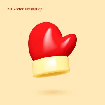 3D vector illustration of a red glossy mitt Stock Illustration