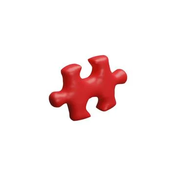 3D vector illustration of red puzzle piece in cartoon style. Illustrazione stock