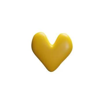 The 3D vector illustration shows a shiny heart made of yellow plasticine for Stock Illustration