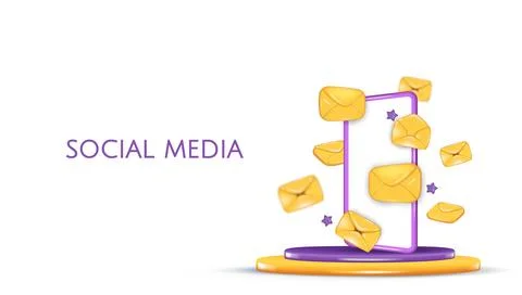 3d vector illustration of a smartphone with push messages and email envelope 库存插图