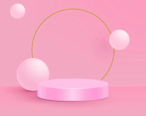 3d vector illustration stand minimal pink wall scene Stock Illustration