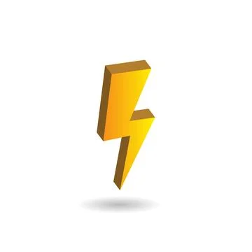 3D vector illustration of thunder bolt isolated on white color background. .. Stock Illustration