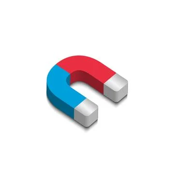 3D vector illustration of u shape magnet isolated on white background. Incl.. Illustrazione stock