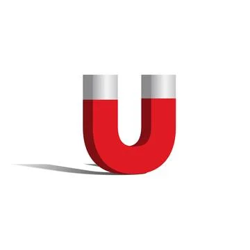 3D vector illustration of u shape magnet isolated on white background. Incl.. Illustrazione stock