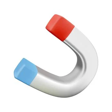 3D vector illustration of u shaped magnet isolated on white background. Included Stock Illustration