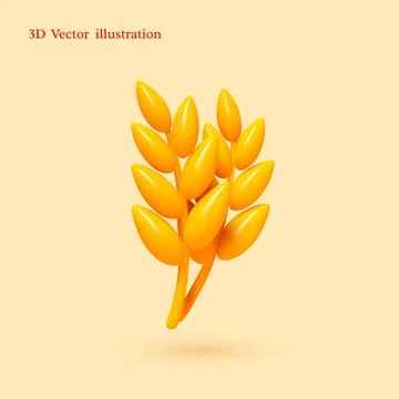 3D vector illustration of wheat grain Illustrazione stock