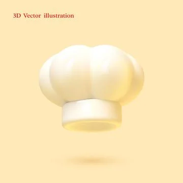 3D vector illustration of a white chef's hat Illustrazione stock