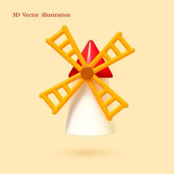 3D vector illustration of a windmill Stock Illustration