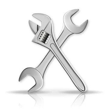 3d vector illustration. wrench and adjustable wrench Isolated Master tools on Stock Illustration
