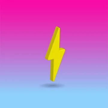 3D vector illustration of yellow lightning. Design elements. Easy to edit. .. 스톡 일러스트