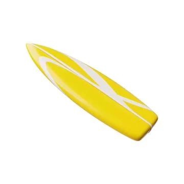 3D vector illustration of yellow surfboard with white patterns. Stockillustratie
