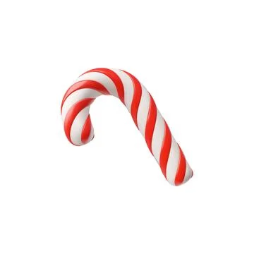 3d vector image with a caramel cane with a pattern of red and white lines Stock Illustration