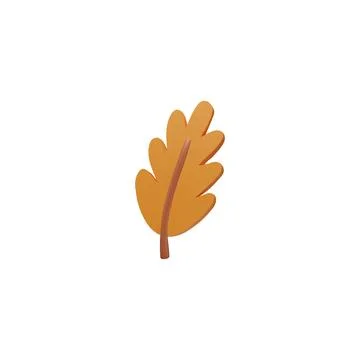 3D vector image of a realistic oak leaf in orange tones on a white background Stock Illustration