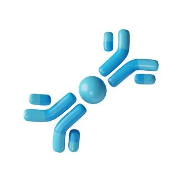 3d vector of immunoglobulin antibody structure, blue color. Stock Illustration