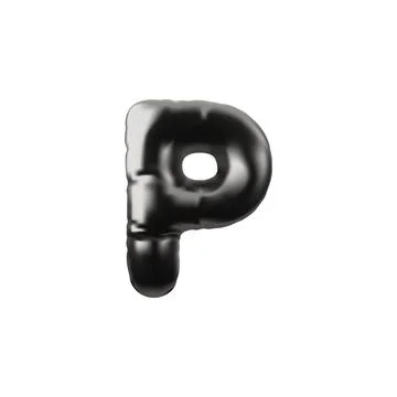 3d vector inflatable form in the form of the letter P with a glossy metal Illustrazione stock