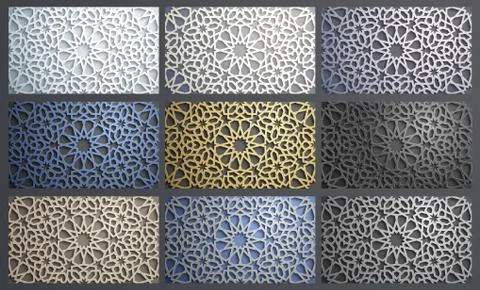 3d vector islamic pattern set vector. Abstract 3d arabic ornament. Islamic Stock Illustration