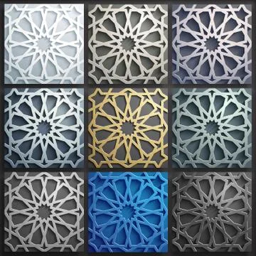3d vector islamic pattern set vector. Abstract 3d arabic ornament. Islamic Stockillustratie
