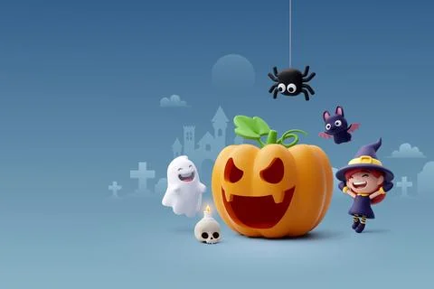 3d Vector of little adorable witch surprise. Stock Illustration