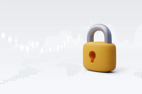 3d Vector Lock and Key, Open the lock with the key. Data Protection. Stock Illustration