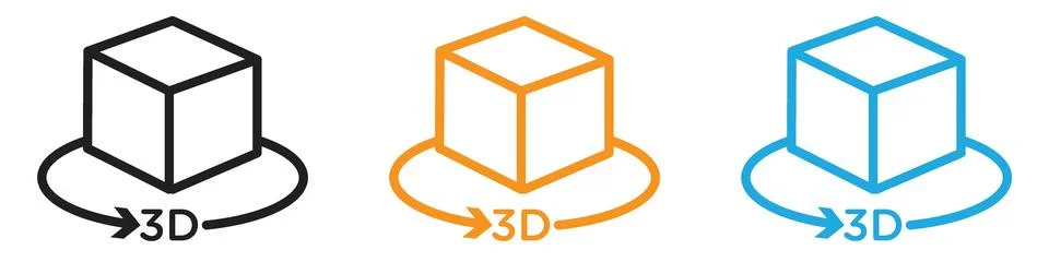 3D vector logo set collection for web app ui Stock Illustration