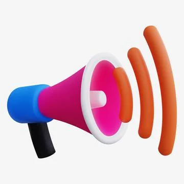 3D Vector Megaphone Icon with Sound Waves for Marketing and Promotions Illustrazione stock