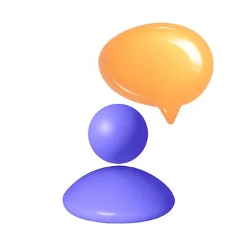3d vector mesh user with speech bubble icon, thinking or talking. Person message Stock Illustration