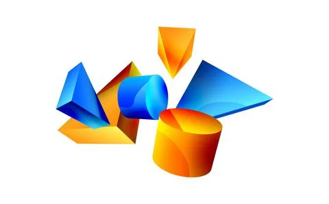 3d vector minimalist geometric abstract background. Triangle, cylinder, pyramid Illustrazione stock