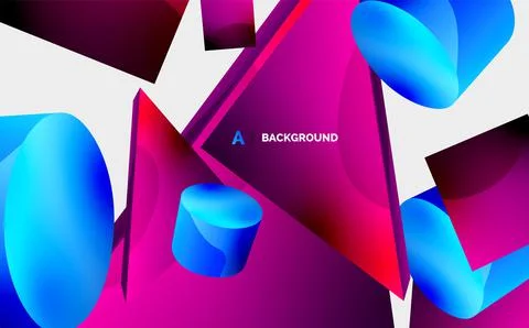 3d vector minimalist geometric abstract background. Triangle, cylinder, pyramid Illustrazione stock