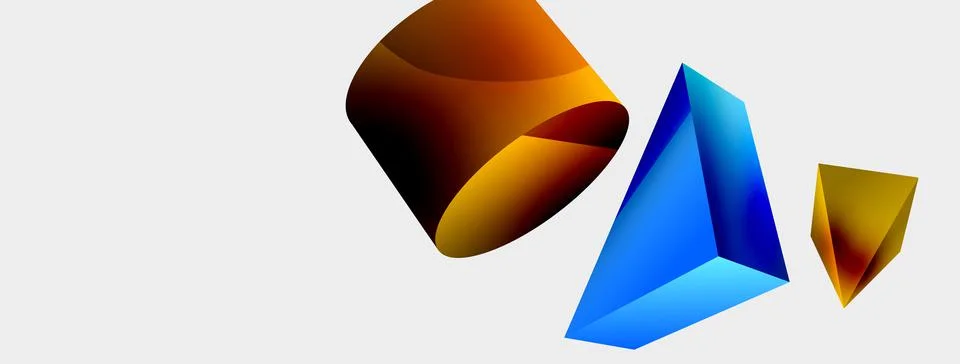3d vector minimalist geometric abstract background. Triangle, cylinder, pyramid 库存插图
