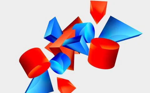 3d vector minimalist geometric abstract background. Triangle, cylinder, pyramid Illustrazione stock