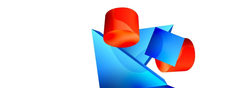 3d vector minimalist geometric abstract background. Triangle, cylinder, pyramid Illustrazione stock