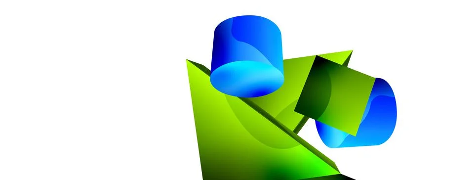 3d vector minimalist geometric abstract background. Triangle, cylinder, pyramid Illustrazione stock