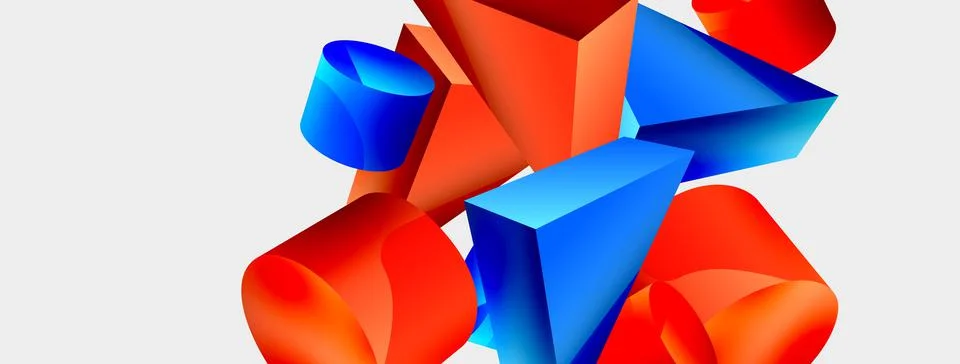 3d vector minimalist geometric abstract background. Triangle, cylinder, pyramid Illustrazione stock