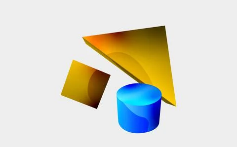 3d vector minimalist geometric abstract background. Triangle, cylinder, pyramid Illustrazione stock