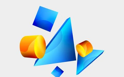 3d vector minimalist geometric abstract background. Triangle, cylinder, pyramid 库存插图