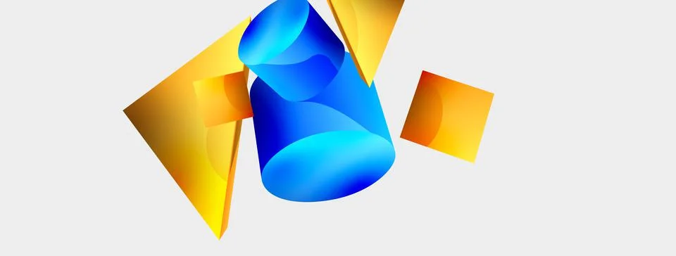 3d vector minimalist geometric abstract background. Triangle, cylinder, pyramid Illustrazione stock