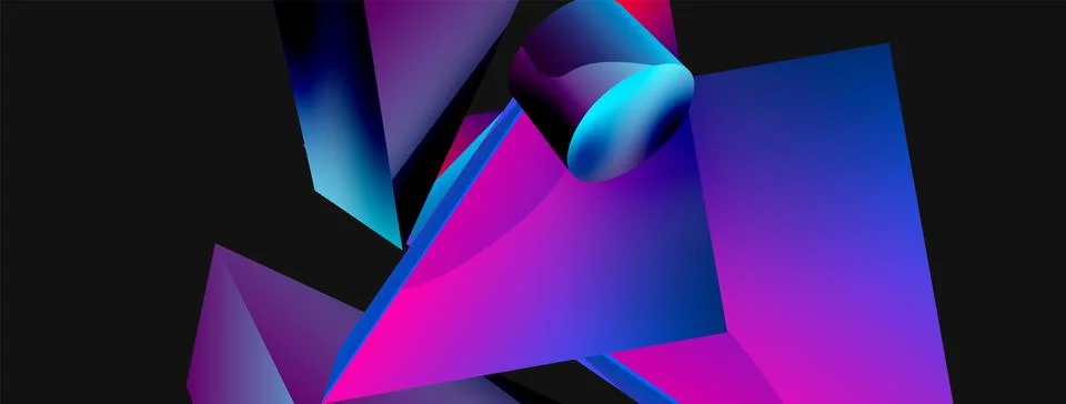 3d vector minimalist geometric abstract background. Triangle, cylinder, pyramid Illustrazione stock