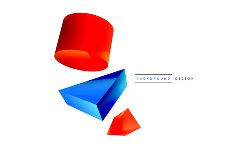 3d vector minimalist geometric abstract background. Triangle, cylinder, pyramid Illustrazione stock