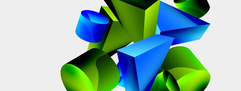 3d vector minimalist geometric abstract background. Triangle, cylinder, pyramid Illustrazione stock