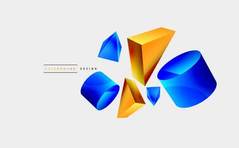 3d vector minimalist geometric abstract background. Triangle, cylinder, pyramid 스톡 일러스트