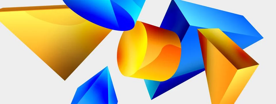 3d vector minimalist geometric abstract background. Triangle, cylinder, pyramid Illustrazione stock
