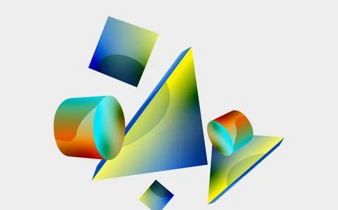 3d vector minimalist geometric abstract background. Triangle, cylinder, pyramid Illustrazione stock