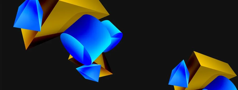 3d vector minimalist geometric abstract background. Triangle, cylinder, pyramid Illustrazione stock