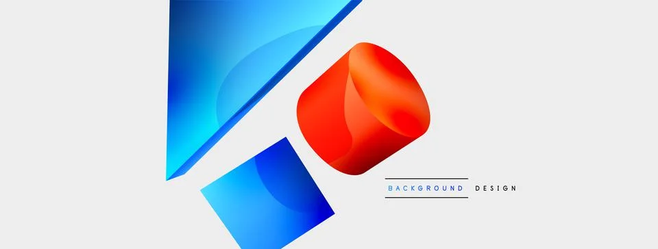 3d vector minimalist geometric abstract background. Triangle, cylinder, pyramid Illustrazione stock