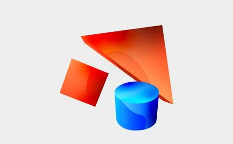 3d vector minimalist geometric abstract background. Triangle, cylinder, pyramid Illustrazione stock