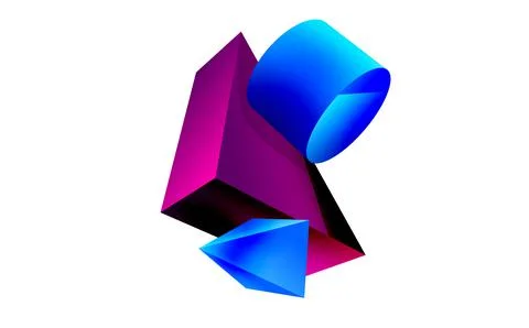 3d vector minimalist geometric abstract background. Triangle, cylinder, pyramid Illustrazione stock